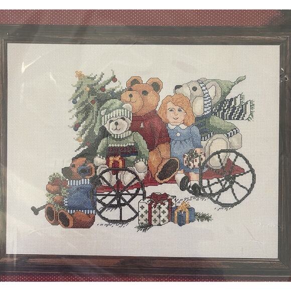 Vtg Janlynn A Beary Merry Christmas Counted Cross Stitch Kit Bears 1983 Sealed - Picture 3 of 5